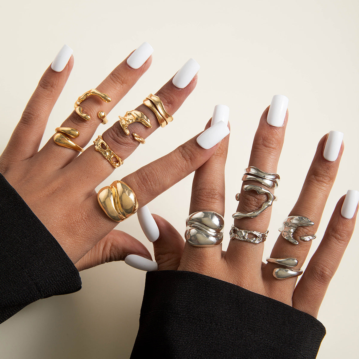 Wholesale Geometric irregular fashion ring set